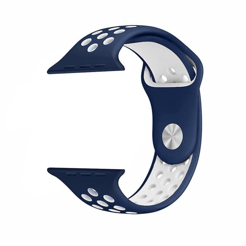 Exelent Smart Watch Strap Compatible for Watch Straps 45mm 44mm 42mm, Soft Silicone Sports Wristband for iWatch Series 7/6/5/4/3/2/1/SE (Watch Not Included) (BLUE-WHITE) view 2