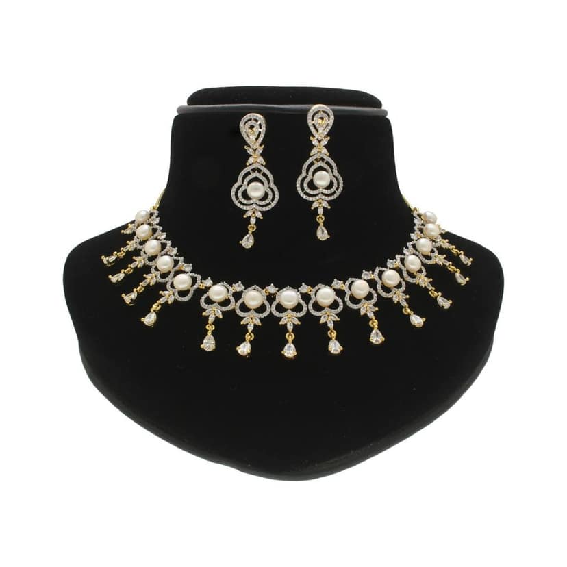 Sri Jagdamba Pearls Lustrous Pearl Necklace Set view 2