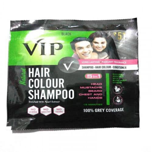 VIP 5 In 1 Hair Colour Shampoo Black, 20 ml
