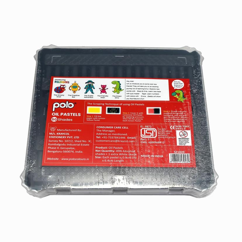 polo Oil Pastels - 50 Vivid Shades in Sturdy Plastic Box, Smooth & Blendable Non-Toxic Pastels for Artists, Students, and Hobbyists - Perfect for Drawing, Sketching, and Painting view 2