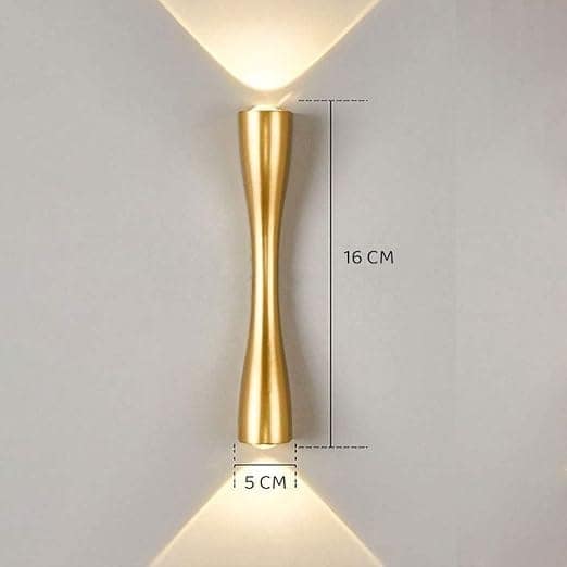 6 Watt LED Indoor/Outdoor UP/Down Creative Wall Light, Warm White, IP-65 Rainproof & Shockproof Body. (Gold) view 2