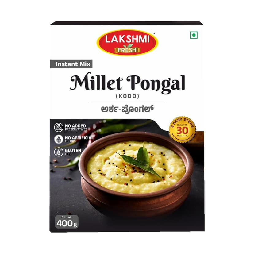 Lakshmi Fresh Kodo Millet Pongal 400g | Instant & Ready-to-Cook | Gluten-Free & Healthy Breakfast Mix (pack of 2) view 2