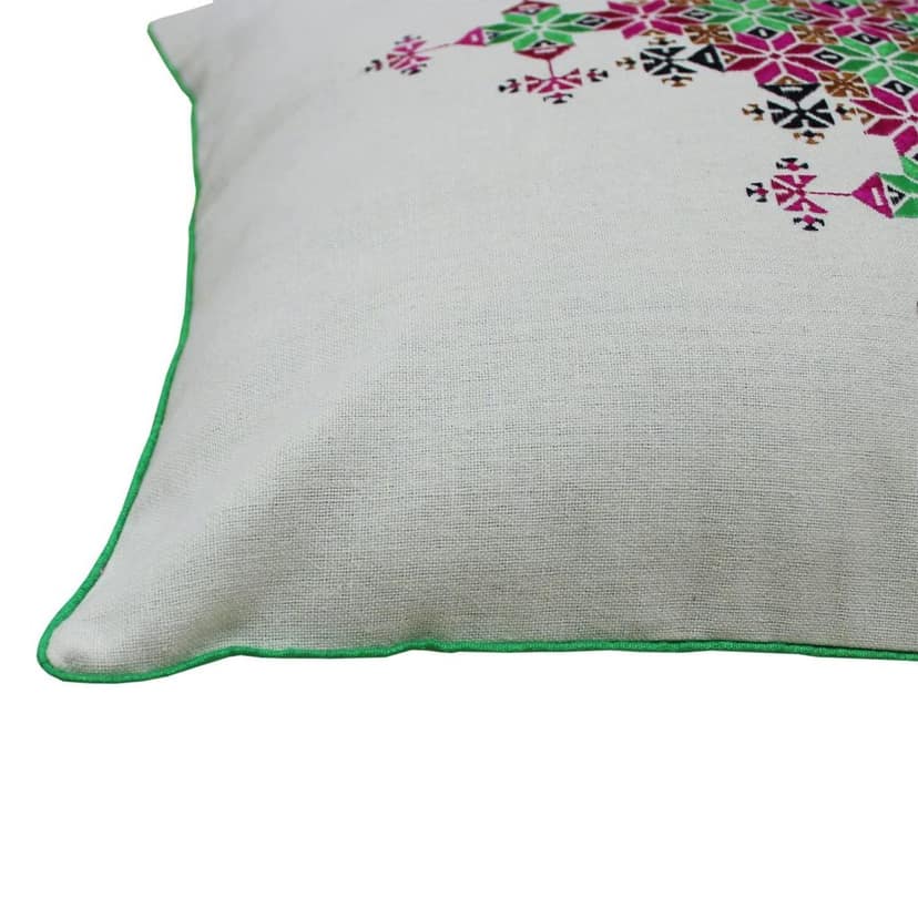 Garvi Gurjari (A Gujarat Govt Enterprise Cotton Off-White Soof Embroidery Cushion Cover(GGCSCCC05) view 2