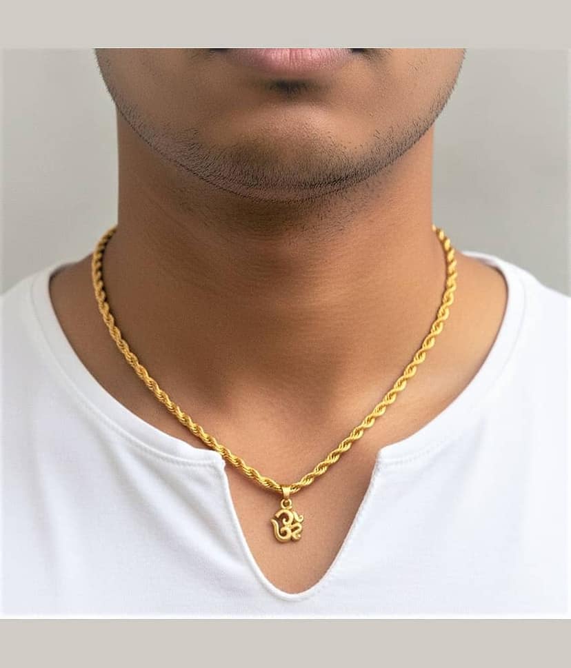 Charms Gold Religious Pendant With Chain ( Pack of 1 ) view 2