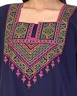 VALENCIA SLEEPWEAR Cotton LizzyBizzy Embroidery Nighty Nightwear Maxi Nightgown Plain Navy Blue view 2