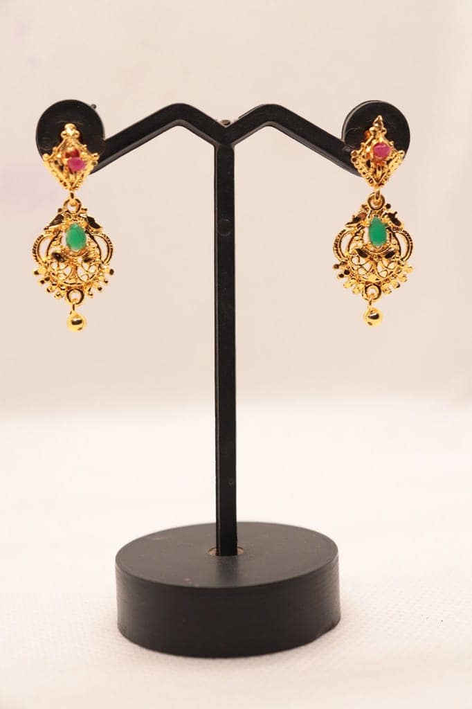 Buy Traditional Gold Plated Meenakari Jhumka Earrings Online view 2