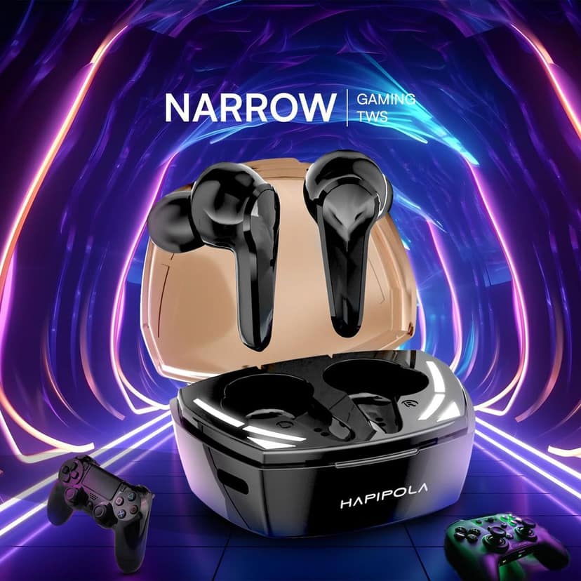 HAPIPOLA Narrow Immersive Audio | Bluetooth v5.2 10mm Driver | 100 Hours Stand-by | White Light 23 Hours Combined Playback | Touch Control Type C Interface | Good Bass view 2