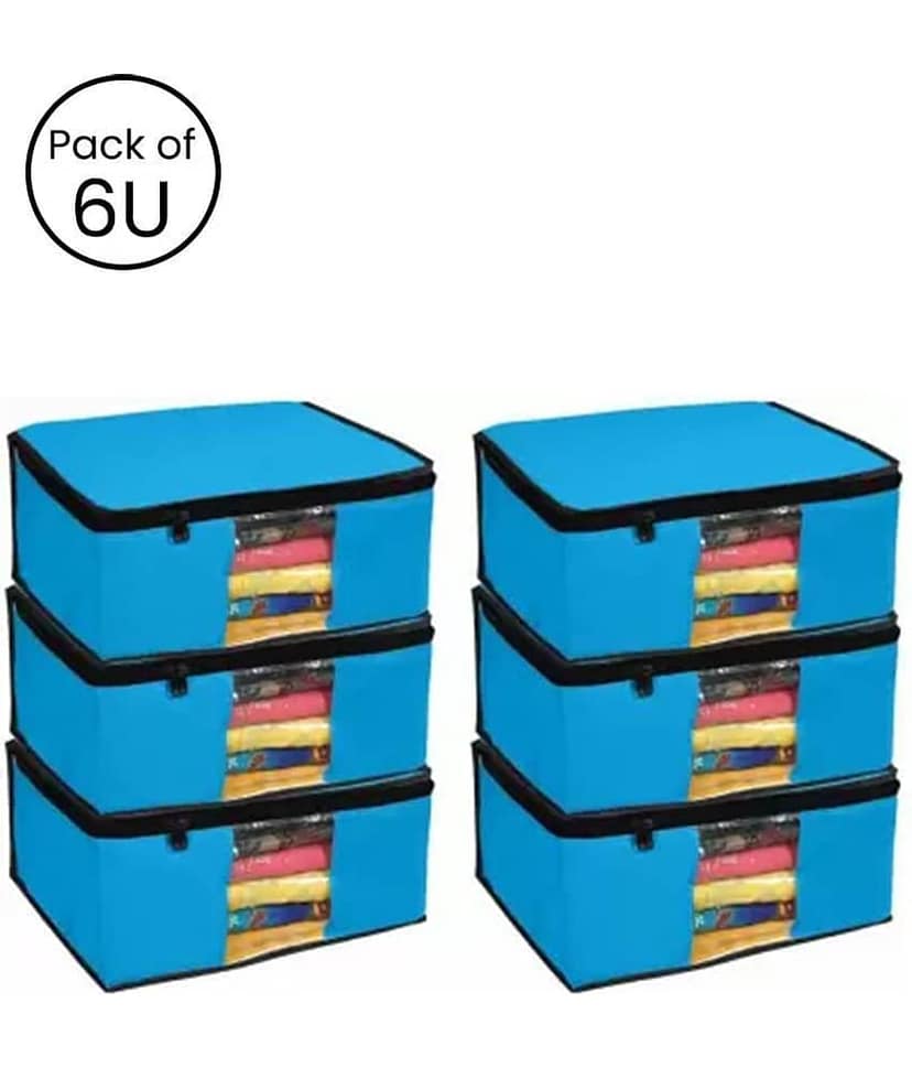 Non-Woven Saree Cover / Cloth Storage & Organizer with Transparent Window,Orange (6U)