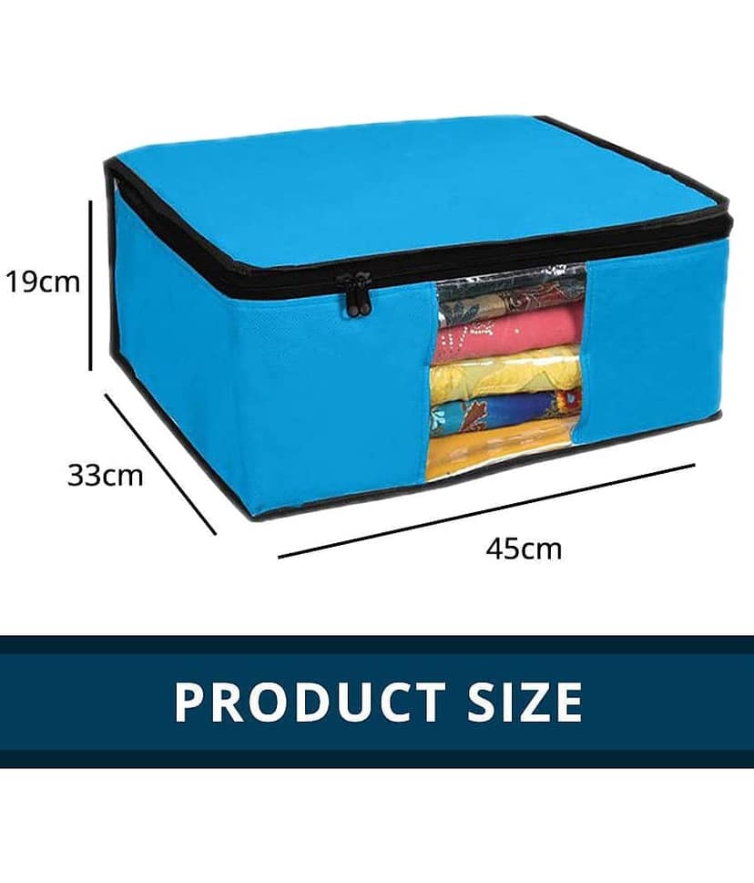Non-Woven Saree Cover / Cloth Storage & Organizer with Transparent Window,Orange (6U) view 2