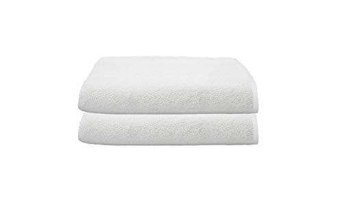 Gethitched Creations 100% Cotton Set of 2 Solid White Towels 400 GSM, Large Size
