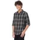 Mufti Navy & Olive Large Check Slim Fit Casual Shirt view 2