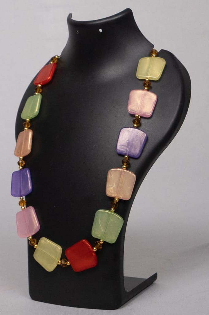 Colorful Square Beaded Necklace view 2