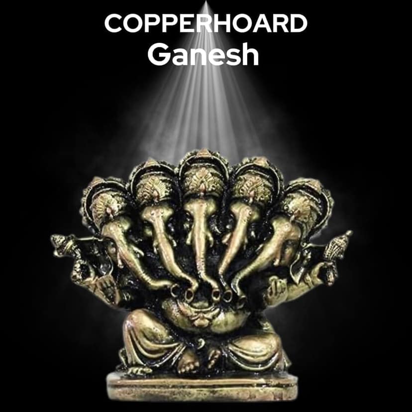 COPPERHOARD Panchmukhi Ganesh Blessing Ganesha Statue Murti for Home Temple Decor view 2