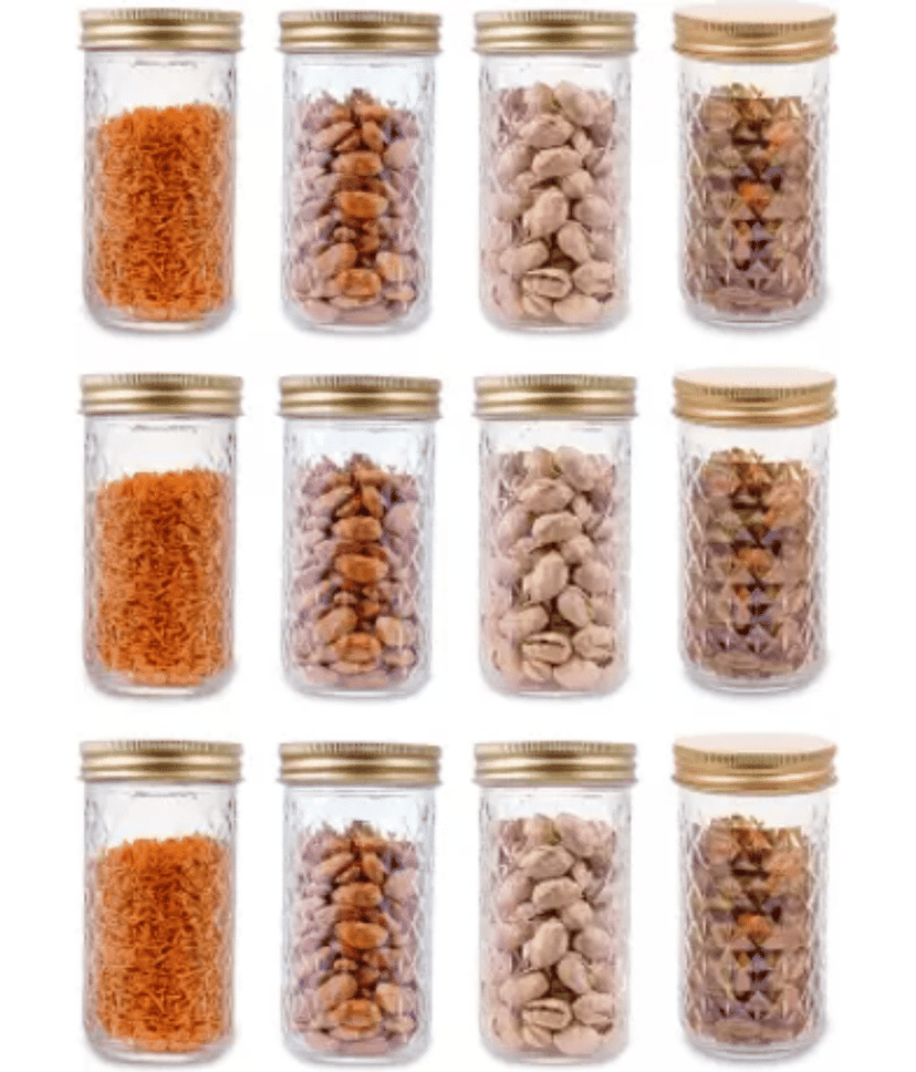 CROCO JAR Glass Gold Food Container ( Set of 12 )