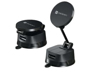 Portronics Hold X Prime Magnetic Mobile Stand, a compact, foldable, and portable phone holder designed for convenient hands-free viewing, equipped with Vacuum-Lock Technology - Black