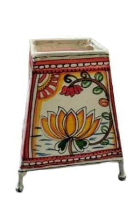 Hand painted floral design lamp shade view 2