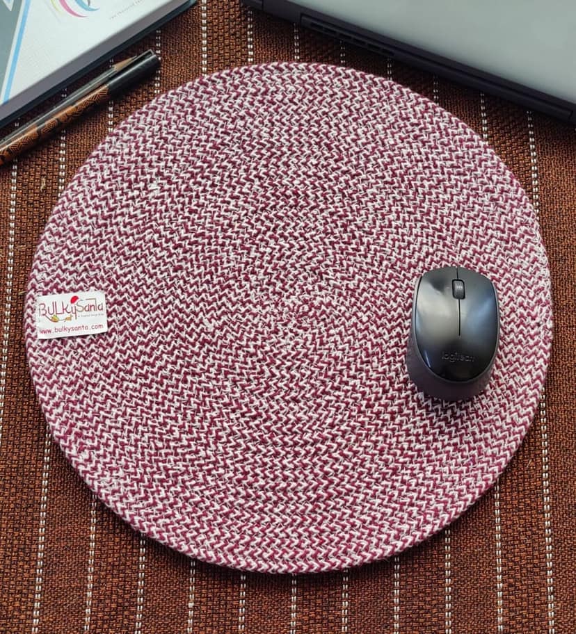Round table mats cotton placemats (pack of 3) | Dining table mats 14", Heat Resistant, Reversible Use (Maroon) by Bulky Santa