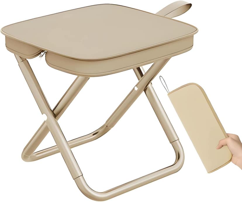 Handbag Folding Stool with Zipper Bag | Portable Foldable Camping Chair | Lightweight Picnic Stool for Travel, Beach & Outdoor | Pack of 1