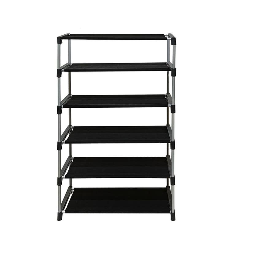 Philoshop 5-Sheleves Durable Metal Frame Modular Shoe Rack with 100 GSM Fabric in Blue Unique Joker Print view 2
