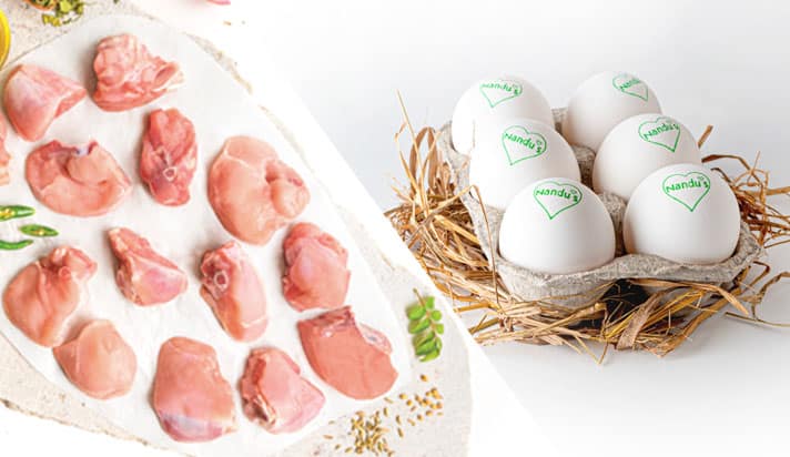 Chicken Curry Cut Without skin + White Eggs Pack of 6