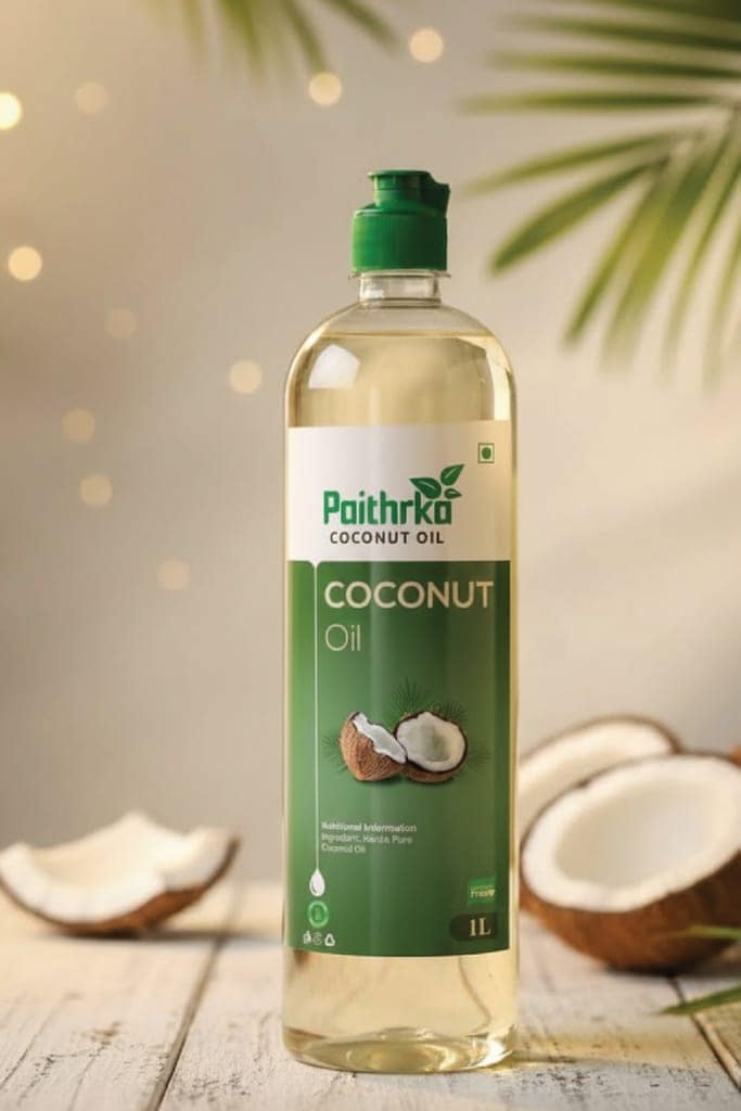 Paithrka Kerala Coconut Oil 1 Litre | Organic & Edible | Ideal for Cooking, Hair & Skin | Chemical-Free & Zero Cholesterol | Pure Coconut Goodness view 2