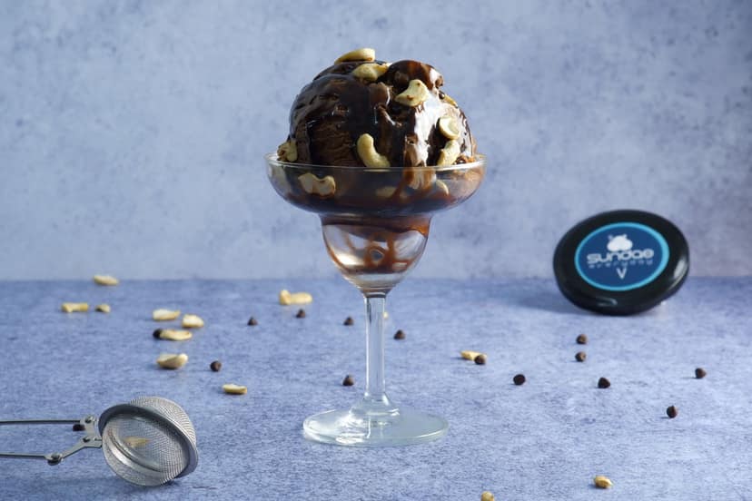 Nutty chocolate sundae