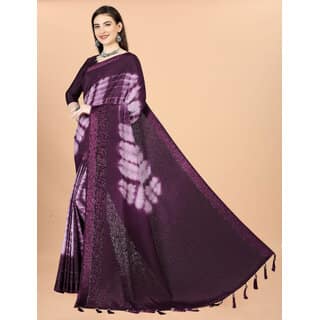 Purple Colour Chinon Silk saree With Blouse Piece And Jhalar view 2