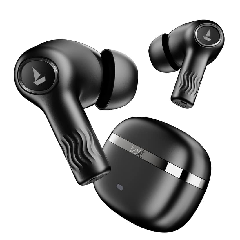 boAt Nirvana Ion | Bluetooth Wireless Earbuds with Crystal Bionic Sound powered by HiFi®️ DSP, 120 Hours Playback, Dual EQ Modes, Quad Mics with ENx™ Technology engrav_Charcoal Black