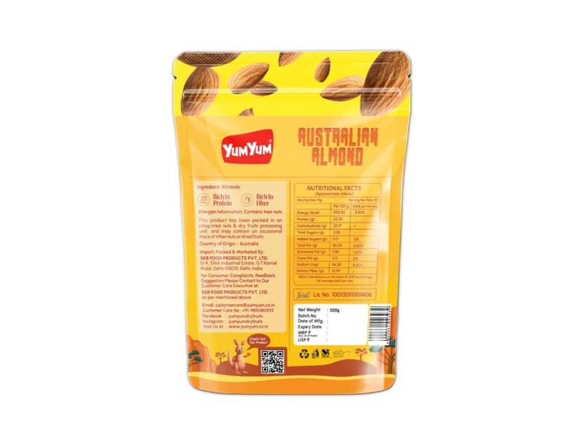 YUM YUM Australian Almond 500g Australian Badam Dry Fruits - 500g view 2