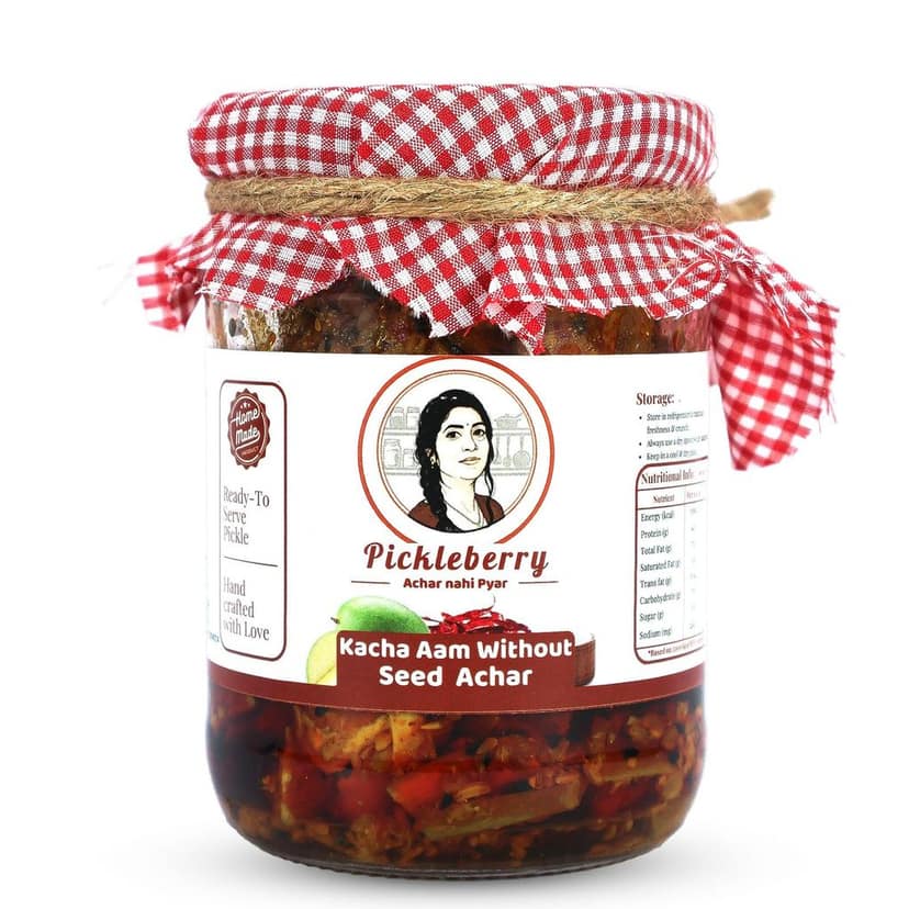 Pickleberry Raw Mango Without Seed + Gobhi Gajar Khatta Meetha Combo | Handmade Punjabi Style | Low-Oil | 1 KG (2 � 500g) view 2