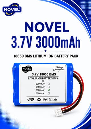 NOVEL 3.7V BMS 18650 LITHIUM ION DUAL BATTERY PACK WITH JST 3PIN- 3000mAh