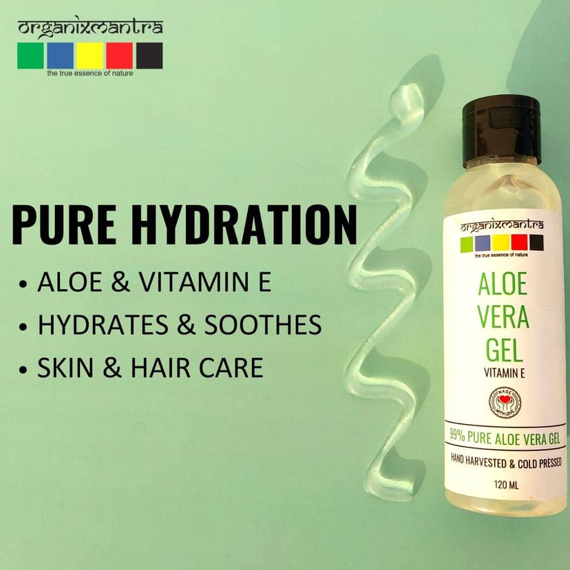 Organix Mantra Aloe Vera Gel with Vitamin E - Nourishing, Hydrating & Soothing for Skin | Deep Moisturization| Improve Scalp & Hair Vitality - 120ML view 2