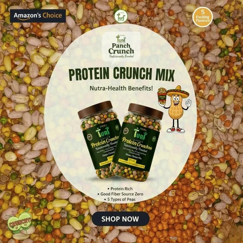 TURF FRESH - Premium Jumbo Dana Chana Protein Crunch Mix | Bharuch Special Roasted Dana ChanaMix | High Protein Crunchy Mix Snack | Healthy & Tasty MixNamkeen | Power Packed Anytime Snack view 2