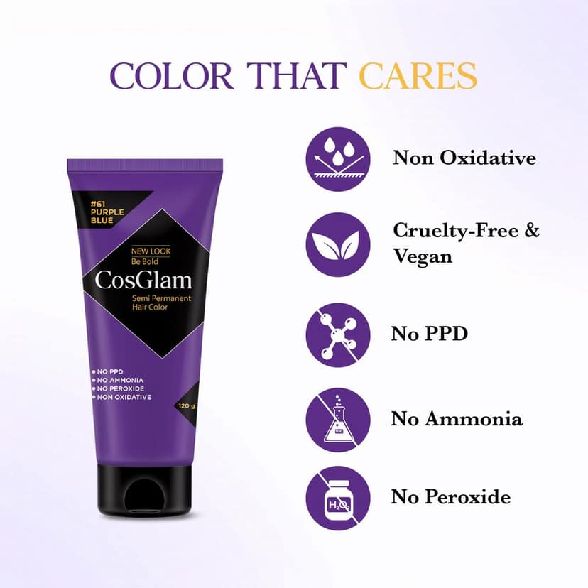 COSGLAM Semi Permanent Hair Color Purple Blue 120g and Hair Highlighter Kit 115g, Highlights Hair Dye view 2