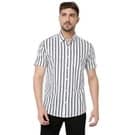 Mufti White & Black Peached Stripe Slim Fit Casual Shirt