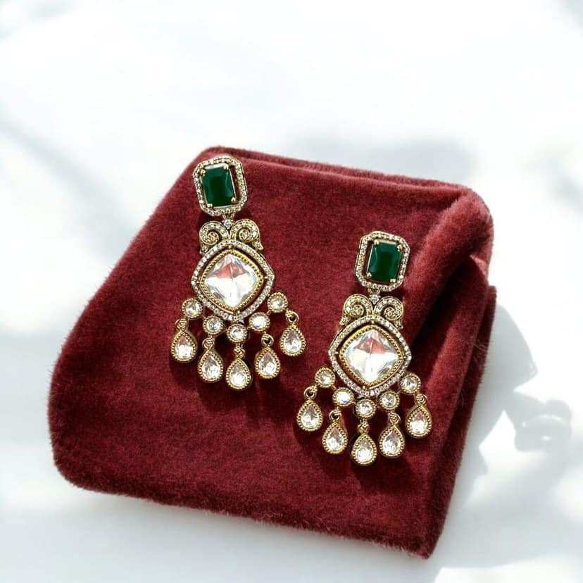 Kundan and Pearl Drop Earrings By Dia Art Jewels