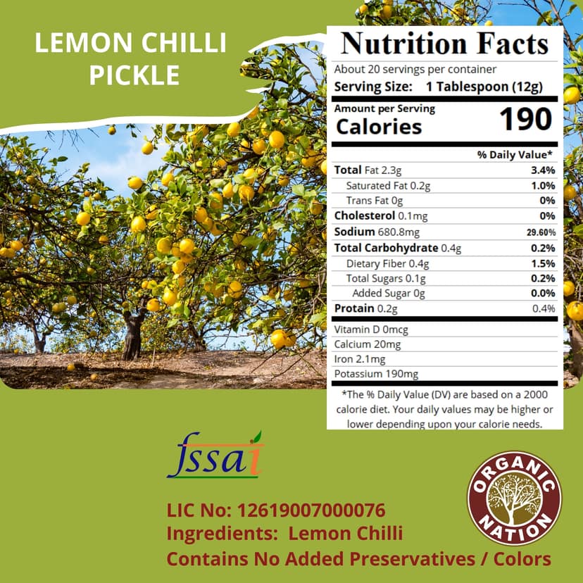 Foodsbay India Lemon & Green Chilli Pickle | 250 g view 2