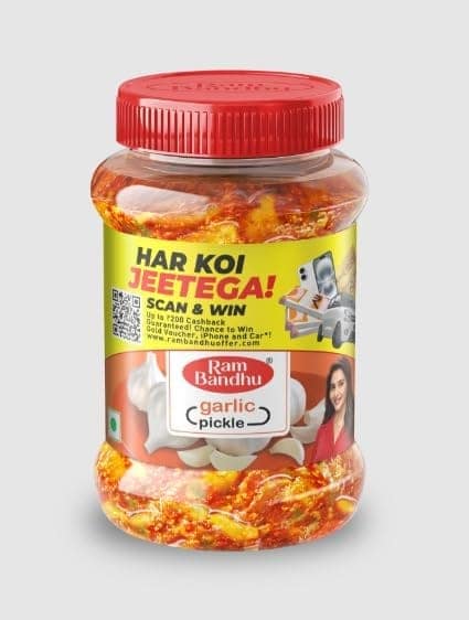 Ram Bandhu Garlic Pickle 500gm X 1 | Pack of 1 | Bold & Flavorful Lahsun Achar Made with Fresh Garlic and Authentic Spices | Perfect with Indian Meals | Hygienically Packed | Pack of 1 for Long-Lasting Enjoyment view 2