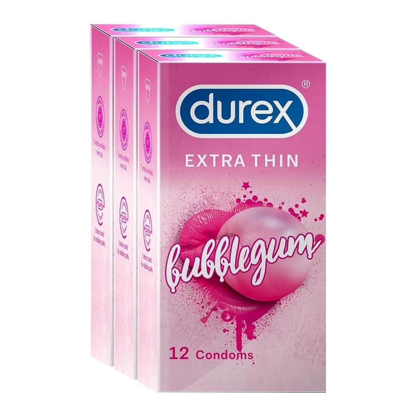 Durex Extra Thin Intense Bubblegum Flavoured Condoms For Men-12s (Pack of 3)