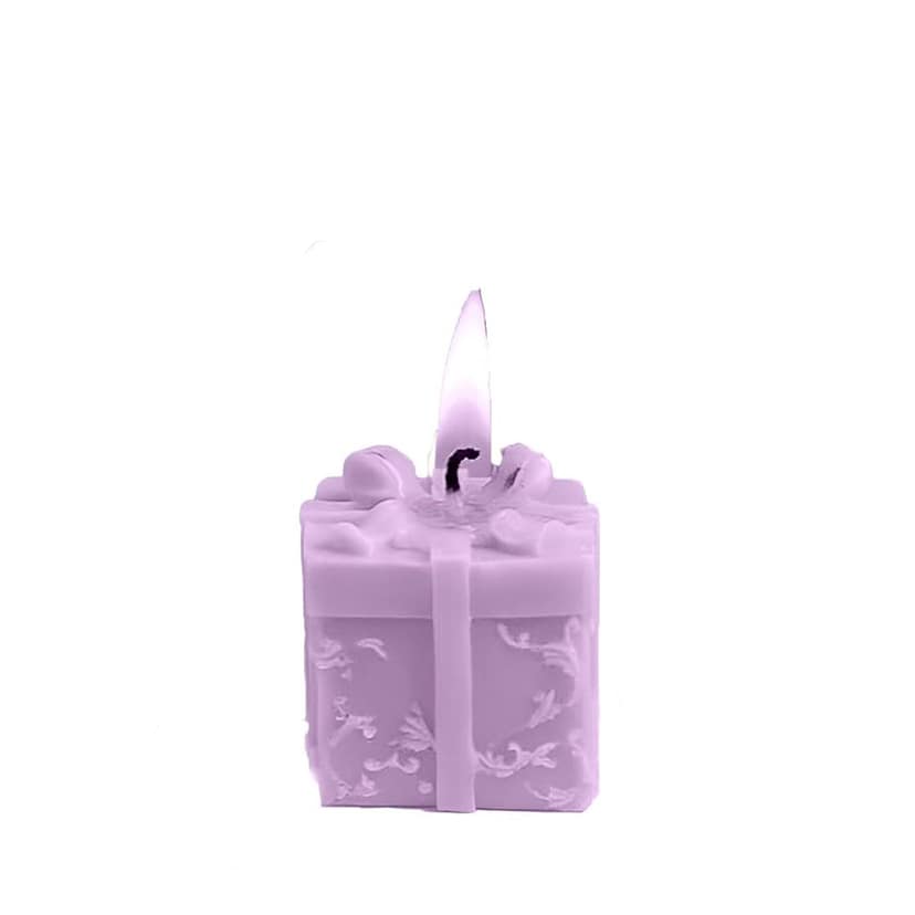 SS ENTERPRISE Organic Soy Wax Gift Shape Candle for Home Decor | Scented Aromatic Fragrance Candles | Smoke-Free Pillar Candles (Pack of 1, Purple)