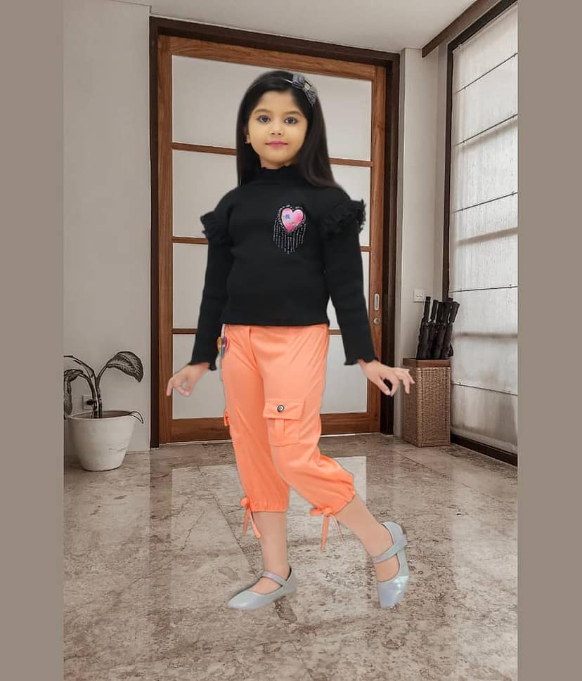 NEWSIFA Pack of 1 Girls Cotton Blend Top With Capris ( Green )