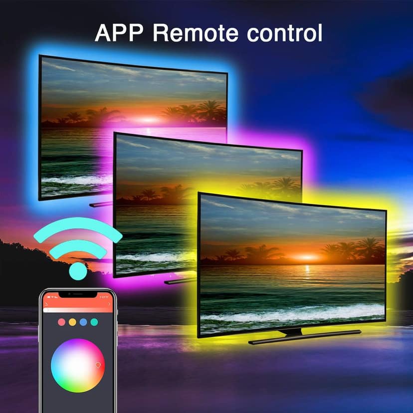 DAYBETTER TV LED Backlights, 9.8ft RGB TV LED Strip Lights Compatible with Alexa and Google Home, Sync to Music, APP Control for 46-60 inch TVs, PC Computer, Bedroom, USB Powered view 2