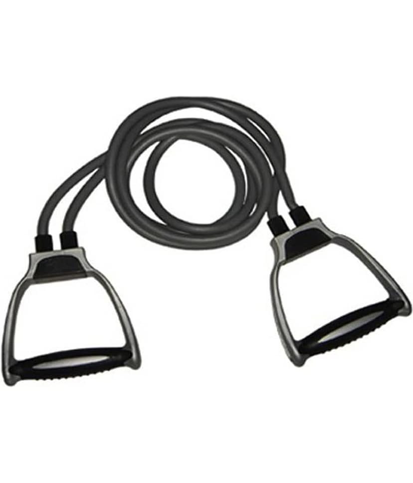 Double Toning Resistance Tube Pull Rope Elastic Rubber Exercise Band for Stretching, Workout, Home Gym and Toning with Heavy Quality D Shaped Handles