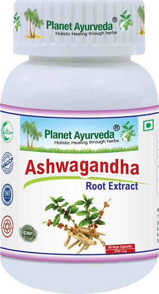 Planet Ayurveda Ashwagandha Root Extract Capsules - 60 Vegetarian Capsules - 500 mg