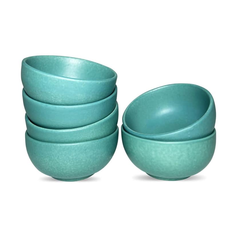 Ceramic Dining Matte Eurasian Teal Green Ceramic Bowls/ Katoris Set of 6 view 2