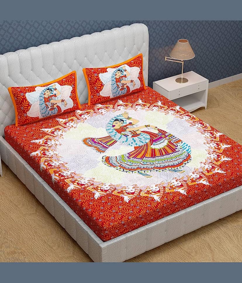 Cosito Cotton 1 Double Bedsheet with 2 Pillow Covers ( Red )