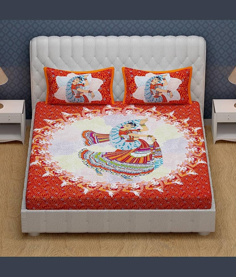 Cosito Cotton 1 Double Bedsheet with 2 Pillow Covers ( Red ) view 2