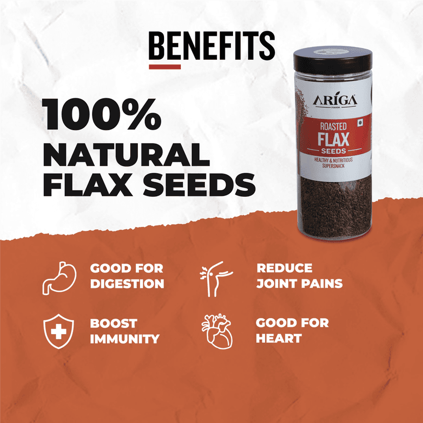 Ariga Foods Roasted Flax Seeds Premium Healthy & Nutritious Brown Flax Seeds 1kg (2 x 500g) view 2
