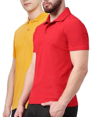 Solid Color Cotton Polo T-shirt For Men (Combo Tshirts)
