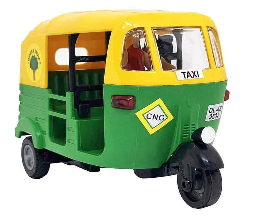 Mehtab Pull Back Plastic Auto Rickshaw Toy with Driver Perfect for Kids Fun (Pack of 1, Multicolor)